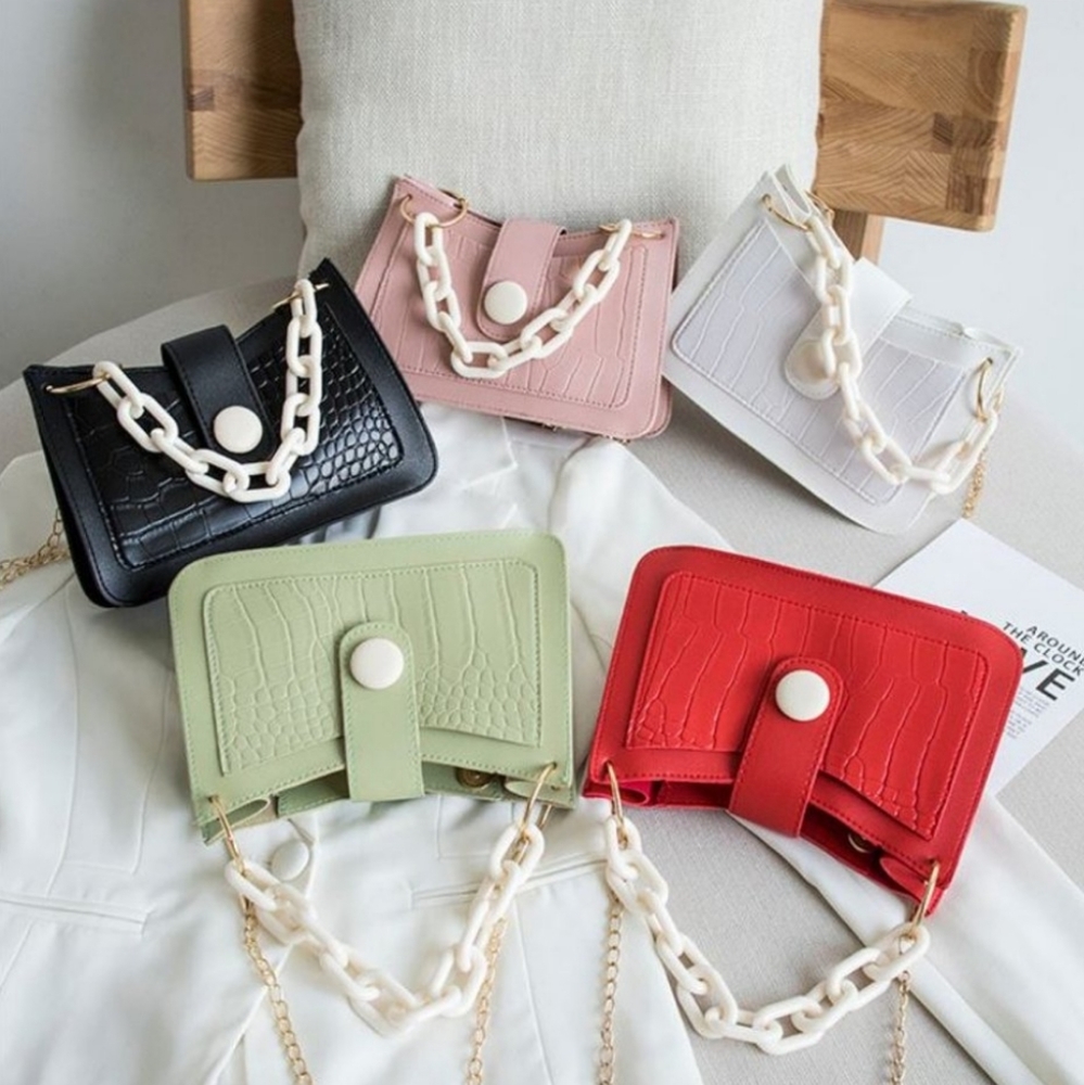Mini Croc Embossed Chain Purse